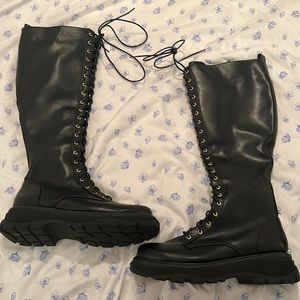 Black lace up boots